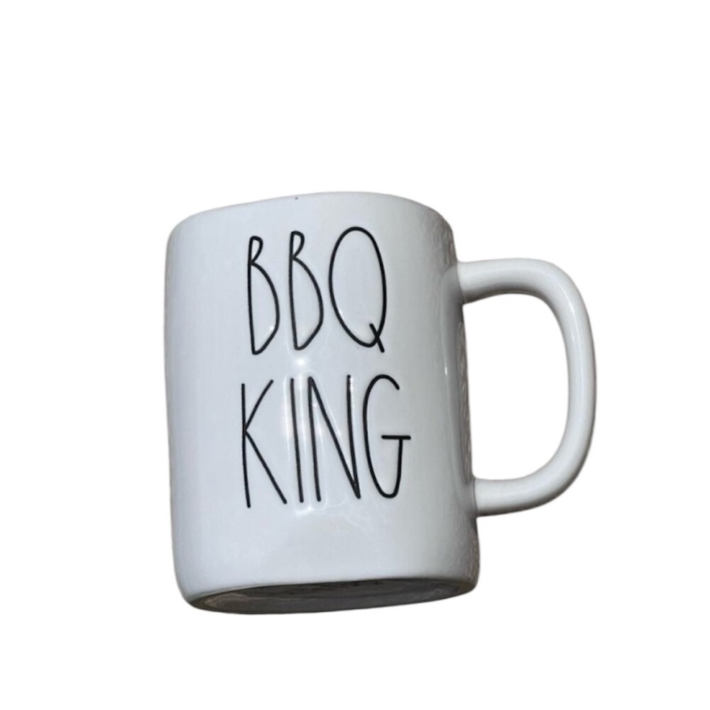 Rae Dunn BBQ KING Ceramic Coffee Mug/Cup in a Cream Colored with Black Writing